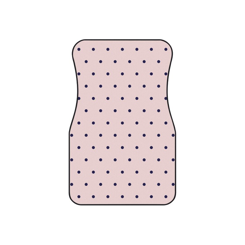 Cute Polka Dot Car Mats | Blush Pink and Navy | Non Slip Floor Mats Set | Aesthetic Car Accessories Front and Rear Mats | Gift for her image 9
