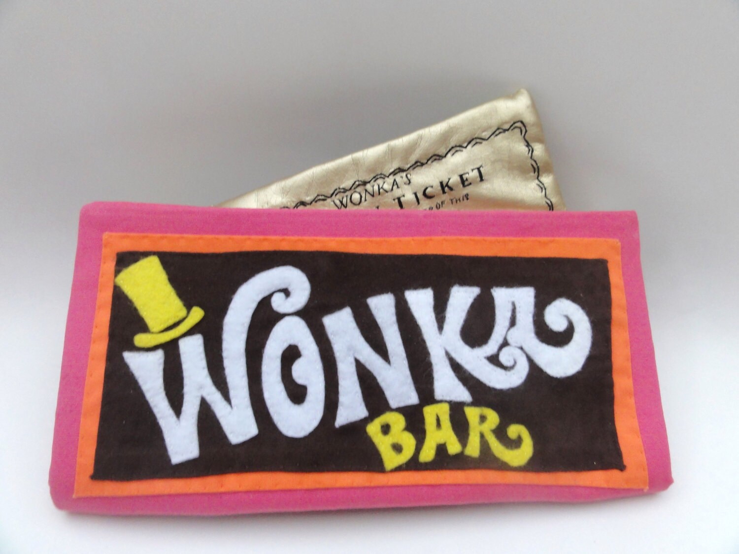 Warner Bros. Movies Bag, Cross Body, Willy Wonka Golden Ticket Text and Wonka Bar Print Browns, Vegan Leather