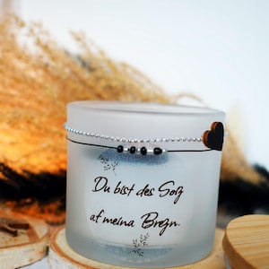 Bavarian saying candles, scented candles in glass