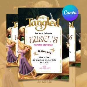 Rapunzel birthday party Disney Tangled Aurel Princess Birthday Invitation Princess Digital Invitation Birthday Invitation