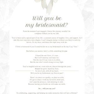 Carta de Proposta Elegante para Madrinha de Casamento – Download Digital | Cartão PDF "Você Será Minha Madrinha de Casamento" com Poema