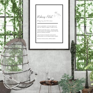 Makeup Artist Definition Print: Salon Decor, Beauty Room Art (Digital Download A4 PDF