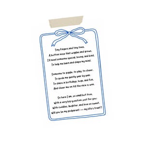 Printable Godparent Proposal Poem | Will You Be My Godparent A4 PDF | Cute Boy Baby Poem for Godmother or Godfather | Keepsake Gift
