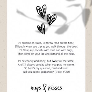 Funny Godparent Proposal Poem | Printable A4 PDF | Cute Baby Poem for Godmother or Godfather | Will You Be My Godparent Gift