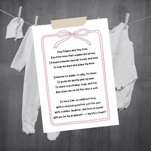 Printable Godparent Proposal Poem | Will You Be My Godparent A4 PDF | Cute Girl Baby Poem for Godmother or Godfather | Keepsake Gift