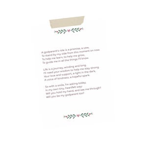 Will You Be My Godparent Poem | Printable Godparent Proposal A4 PDF | Baby Baptism or Christening Gift | Godmother & Godfather Keepsake