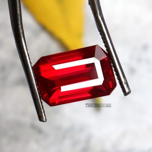 Pigeon Blood Red Ruby 12 Ct Certified Natural Loose Gemstone Perfect Emerald Cut | Ideal For Engagement & Jewellery Making Free Delivery