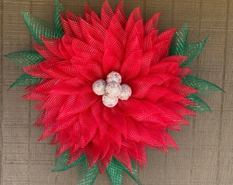 Wreath, Christmas, Christmas Wreath, Poinsettia, Poinsettia Wreath, Christmas Decor, Poinsettia Decor, Door Decor