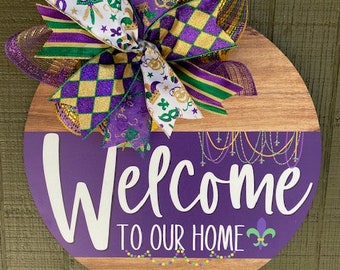 Door Hanger, Mardi Gras, Mardi Gras Door Hanger, Mardi Gras Decor, New Orleans Decor, Louisiana Decor