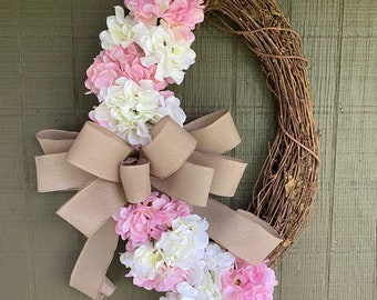 Hydrangea Wreath, Wreath, Hydrangea Decor, Door Wreath, Grapevine Wreath, Hydrangea Grapevine Wreath. Farmhouse Wreath, Farmhouse Chic