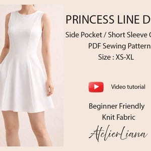 Naaipatroon Princess Line mini-jurk: gebreide pasvorm en flare (pdf-patroon)
