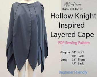 Hollow Knight Inspired Layered Cape, DIY Sewing Pattern (PDF) | A4 letter / A0 / Projector