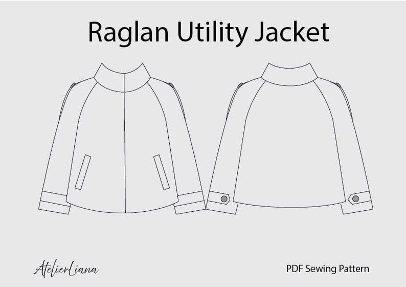 Projector Jacket Pattern High Neck Raglan Utility Jacket PDF Sewing Pattern | XS-XL | A4 Letter ...