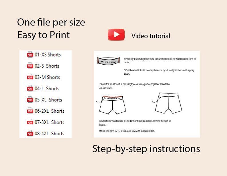 High Rise Shorts PDF Sewing Pattern, Beginner Friendly (XS–4XL) - Etsy
