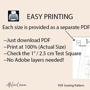 Modern Hakama Pants PDF Pattern | Pleated Wide Leg Trousers | Inseam 28" | Elastic Waist | XS-XL | A4 letter tiled, A0, Projector file image 6