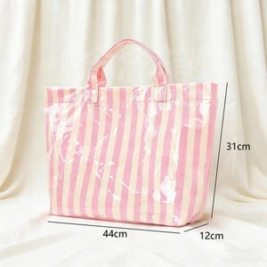 Bolso de playa impermeable personalizado, bolsa de piscina de PVC impermeable, bolso de mano a rayas, regalo para propuesta de dama de honor, recuerdo de despedida de soltera, bolsa de viaje F05 imagen 7