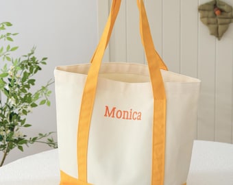 Aangepaste draagtas, gepersonaliseerde canvas tas, geborduurde tassen met naam, monogram tas, tassen bruidsmeisje, stranddraagtas, cadeau voor vrouwen 25063001