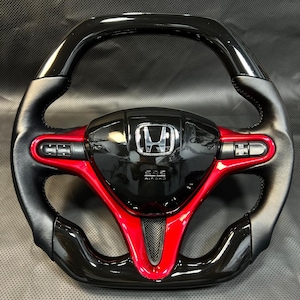 Piano Black Steering Wheel for Honda Civic FD2 FN2 2006-2012 | Hydro Dipped | Racing Style | Custom Grip | CFSpeed Interior Upgrade