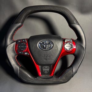 Carbon Faser-Lenkrad für VW Camry 2012-2017 | rote Borte | Benutzerdefinierte Sport Griff | Camry Interior Upgrade | JDM Rennrad