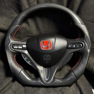 Hydro Dipped Carbon Fiber Steering Wheel for Honda Civic FD2 FN2 2006–2012 | JDM Sport Upgrade | Custom Racing Mod