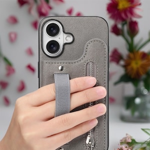 Multi Pocket Leather iPhone Case with Zipper | Card Holder Phone Cover with Button Closure image 14