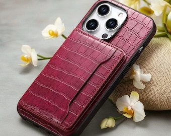 Alligator Style Leather Wallet Phone Case with Card Holder, Shockproof Protective Cover