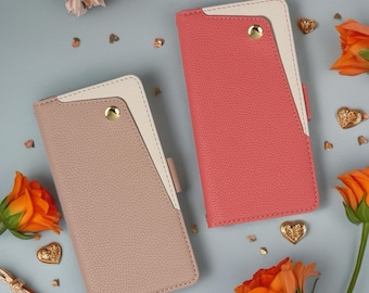 Petal Luxe Leather Wallet iPhone Case Card Holder Stand Cover with Wrist Strap