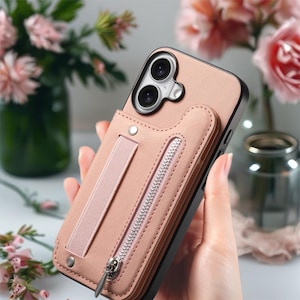 Multi Pocket Leather iPhone Case with Zipper | Card Holder Phone Cover with Button Closure image 12