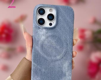Denim MagSafe iPhone Case with Fabric Texture | Protective Magnetic Phone Cover