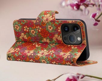 Bohemian Wallet Phone Case with Card Slot, Flip Cover iPhone Case