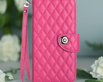Luxe Quilted iPhone Wallet Case with Card Slots | Magnetic Flip Stand Cover