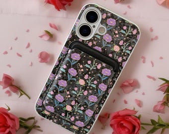 Elysia Floral MagSafe Wallet iPhone Case with Elegant Card Holder Phone Cover