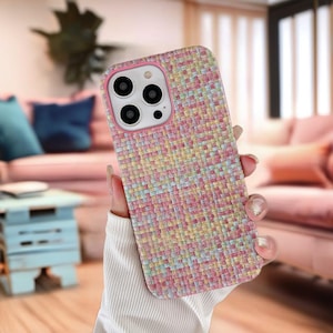 Adorable Woven Texture Phone Case – Fits iPhone 16, 15, 14, 13, 12, 11, Pro, Pro Max, Mini Stylish with Durable