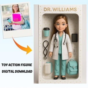 Custom Starter Pack Portrait, Personalized Action Figure in Blister Box, Digital Download, Custom Toy Figure Art, Gift For Teacher, Nurse