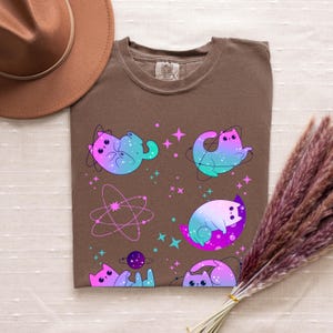 Retro Cats in Space PNG: Funny Galaxy Cat Clipart Digital Download