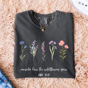 Wildflower Bible Verse PNG, Consider How the Wildflowers Grow Luke 12:27, Christian Digital Download, Religious Sublimation, Faith Clipart
