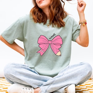 Custom Lace Teacher name png, Custom teacher png, lace custom png, preppy teacher bow png, Back To School Png, teacher shirt design, preppy