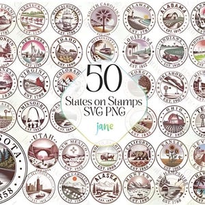 Staaten auf Briefmarken SVG PNG Bundle Clipart