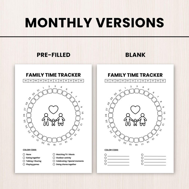 Family Activity Tracker Printable, Daily Family Time Log, Parent & Kids ...
