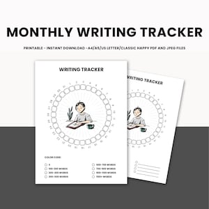 Monthly Writing Tracker Printable Journal Page Digital Author Word Log Word Count Template Writing Journal Sheet Writing Planner for Writer