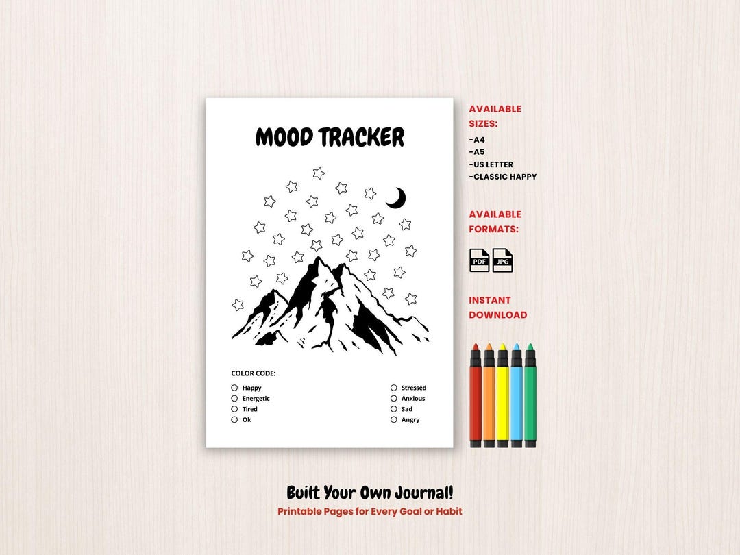 Stars Mood Chart Printable Mood Tracker Digital Mood Journal Page ...