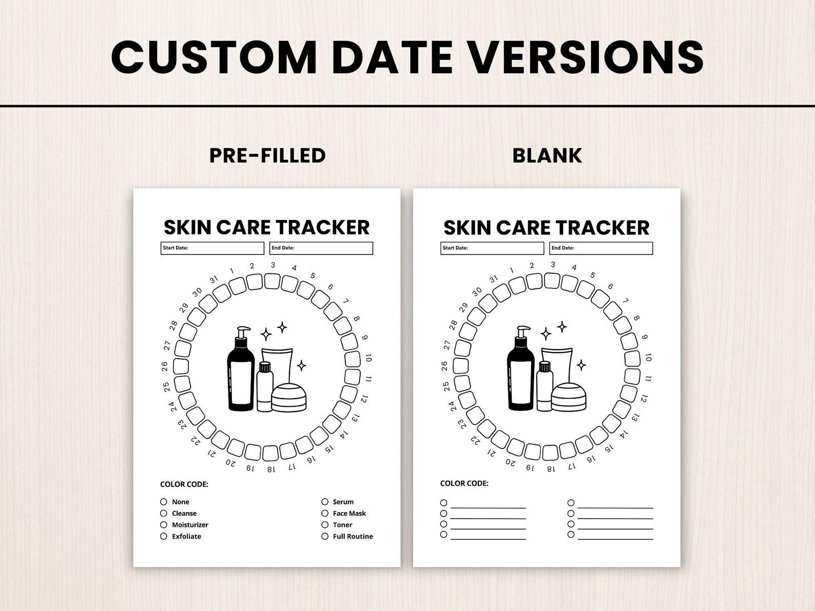 Skin Care Tracker Printable Daily Beauty Routine Planner Self Care ...