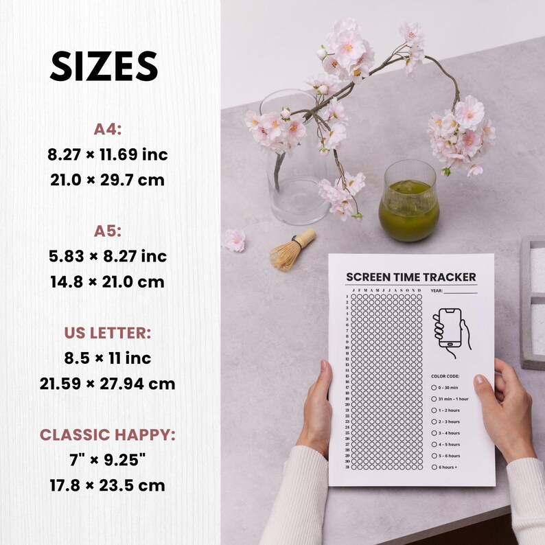 Screen Time Tracker Printable Digital Detox Journal Page Yearly Device ...