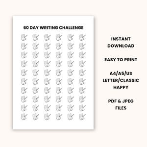 60 Day Writing Challenge Printable Writing Journal Page Writing Tracker Author Word Log Word Count Template Writing Planner for Writer PDF
