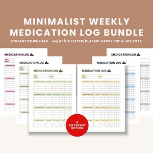 Colorful Medication Log Printable Daily Medication Tracker Bundle Medical Health Log Template Medication List Sheet Medical Record Log PDF
