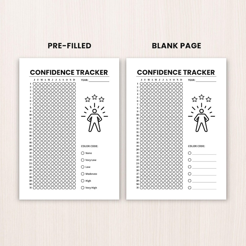 Confidence Tracker Printable Personal Growth Tracker Yearly Journal ...
