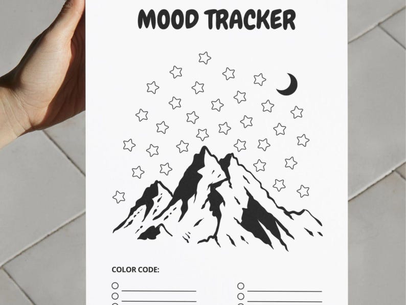 Stars Mood Chart Printable Mood Tracker Digital Mood Journal Page ...