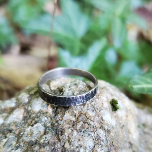 Hammered Dark Silver Ring