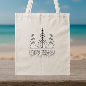 Camp Bachelorette Tote Bag - Rustic Cabin Bachelorette Party Favor - Outdoor Bridal Party Gift Bag - Camping Bach Weekend Tote