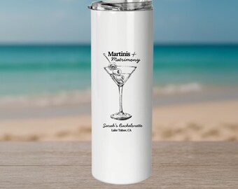 Personalized Bachelorette Tumbler: Martinis & Matrimony Bride Tribe Cup